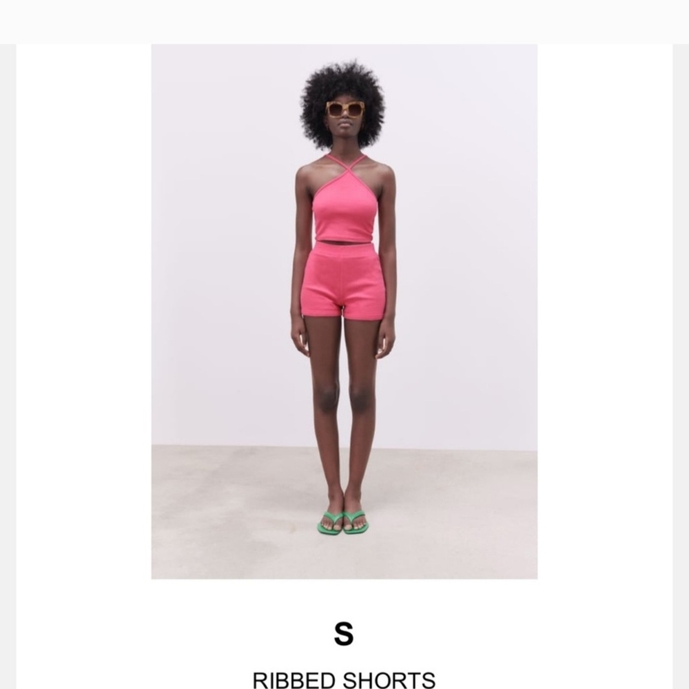 Women's Pink Ribbed Zara Set